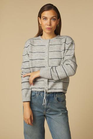 Cardigan Knitted Striped Long Sleeve