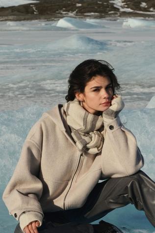 Jas Woven Wool Mix Oversized Jacket With Hood