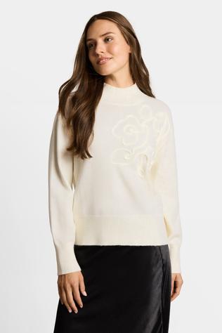 Trui Cosy Embroidered Mock-Neck