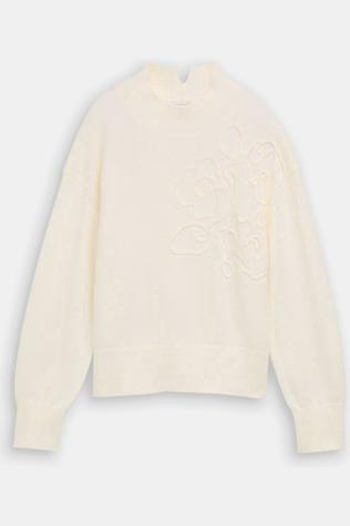 Trui Cosy Embroidered Mock-Neck