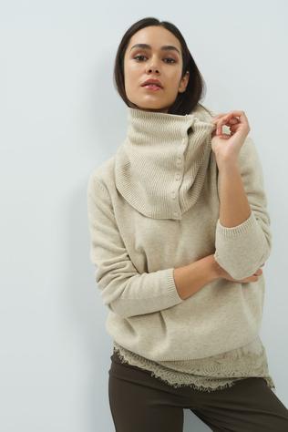 Sweater Sweater With Scarf With Buttons