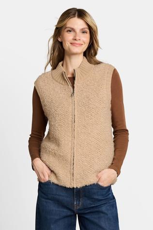 Cardigan Bouclé Vest With Zipper