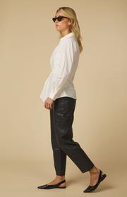Pantalon Faux Leather Carrot With Seam