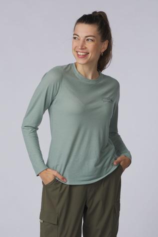 Patagonia T-Shirt W'S L/S Cap Cool Trail Shirt - Stratapeaks Cover Green