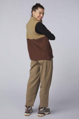 Passenger Clothing ltd Bodywarmer Home Full Zip Recycled Sherpa Gilet Biscuit/Chestnut