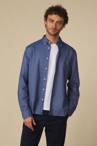 Superdry Chemise Preppy Oxford L/S Shirt Indigo Blue Chambray