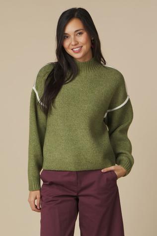 Vero Moda Truim Highneck Piping Sphagnum Detail:Melange W. Birch Contrast
