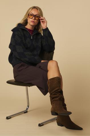 Cardigan Maroon Zip Collar