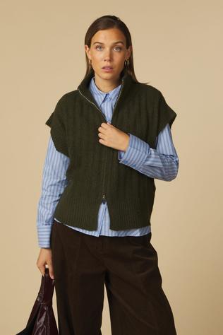 Vero Moda Cardigan Bang Rib Highneck Zipper Vest Forest Night