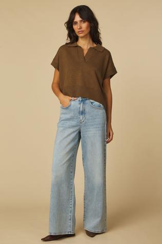 Yaya Jeans Loose Fit Denim W. Special Waistband - L32 Light Blue Denim