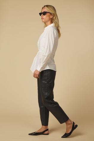 Pantalon Faux Leather Carrot With Seam