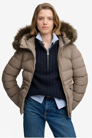 Superdry Veste Hooded Faux Fur Fuji Padded Jacket Verweerd Steenbruin