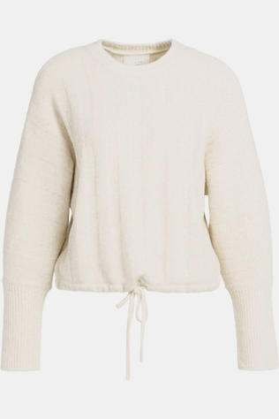 Pull Rib Batwing Sweater With Cord