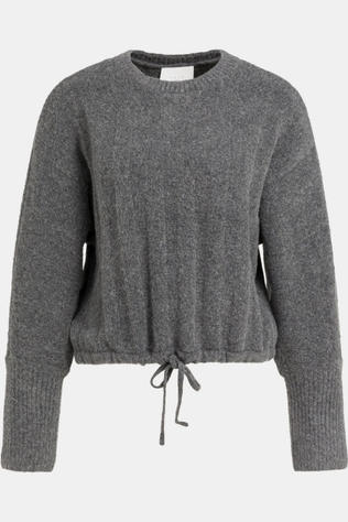 Pull Rib Batwing Sweater With Cord