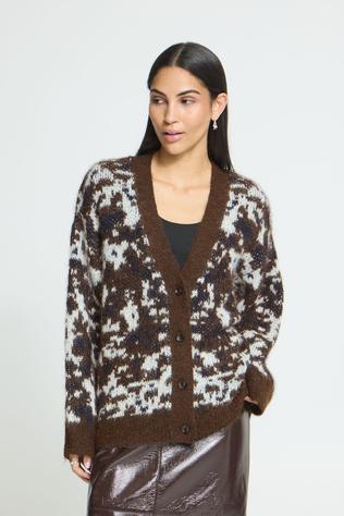 Ichi Cardigan Bayana Ca Coffee Bean Spotted