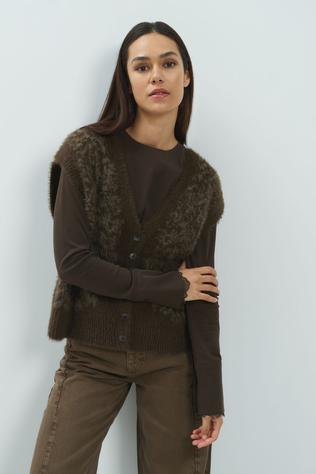 Cardigan Animal Fur Sleeveless Cardigan
