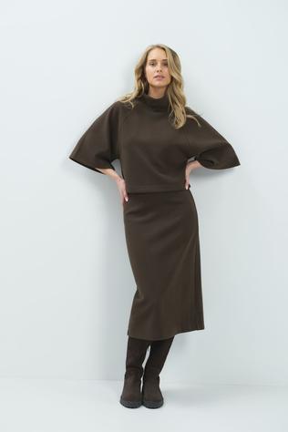 Yaya Rok Jersey Midi Skirt With Brushed Outlook Delicioso Brown