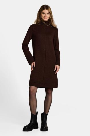 Tom Tailor Jurk Cosy Dress With Mockneck Java Dark Brown Melange