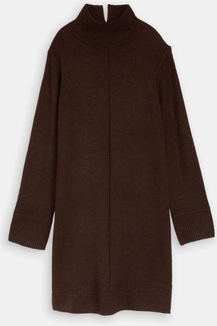 Tom Tailor Jurk Cosy Dress With Mockneck Java Dark Brown Melange