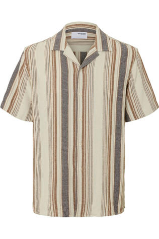 Selected Chemise Relaxed-Sal Egret Multi Stripes