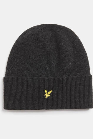 Lyle & Scott Muts Lambswool Blend Ribbed Beanie Jet Black Marl