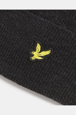 Lyle & Scott Muts Lambswool Blend Ribbed Beanie Jet Black Marl