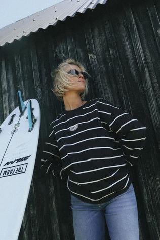 Oxbow T-Shirt Roasted Stripped Long Sleeve Cafe