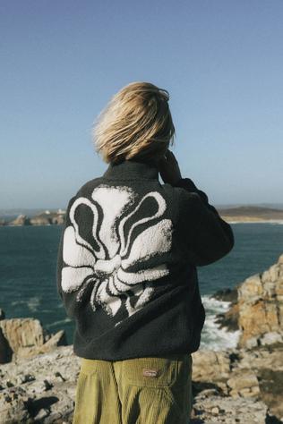 Oxbow Fleece Warpedflo Zipped Sherpa 3D Artwork Caviar