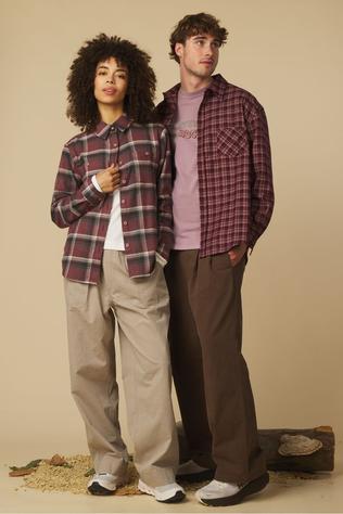 Kappy Design Hemd Flannel Check Shirt Plum