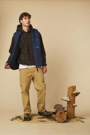 Kappy Design Trui Fleece Check Button Hoodie Brown