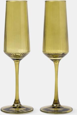 Crockery The Luna Champagne Flutes - Set Of 2 - Olive