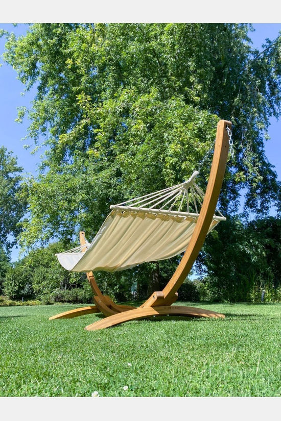 La Siesta Chillounge Set Polycotton + Wooden Stand white/brown
