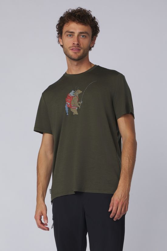 icebreaker T-Shirt M Mer 150 Tech Lite Ss Tee Bear Catch Dk Loden