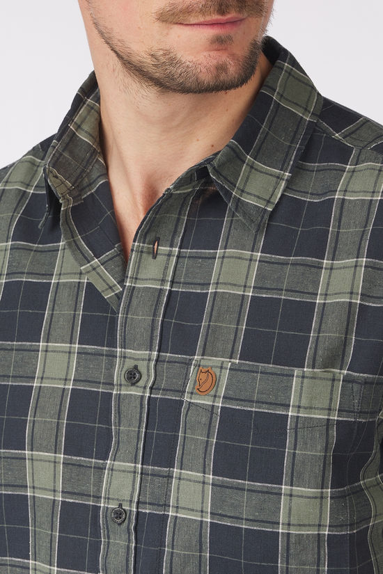 Fjällräven Chemise Ovik Travel Ss Shirt Dark Navy Patina Green