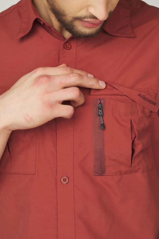 Ayacucho Chemise Jungle Travel Shirt Ss M Russet