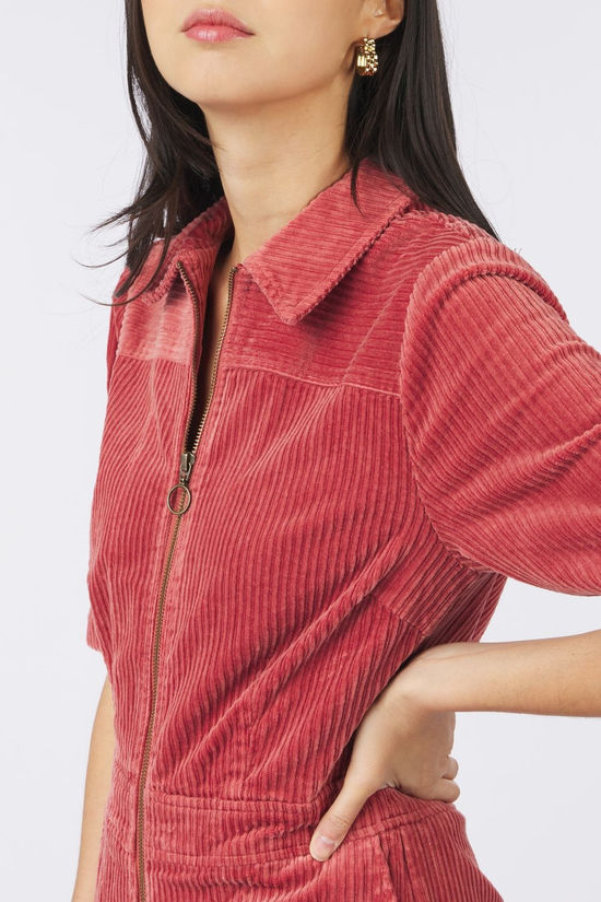 King Louie Combinaison Garbo Flare Jumpsuit Corduroy Desert Red