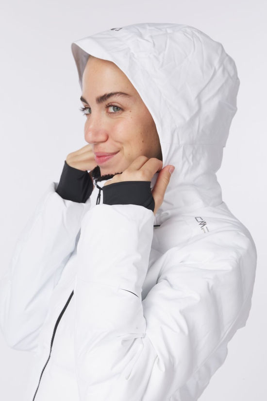 CMP Veste De Ski Woman Ski Jacket Fix Hood Bianco