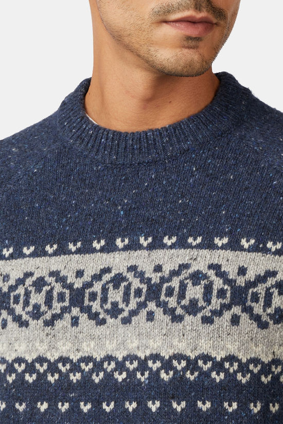 Ayacucho Pull Crag Jacquard Jumper M Navy/Shearer/Stone Flag