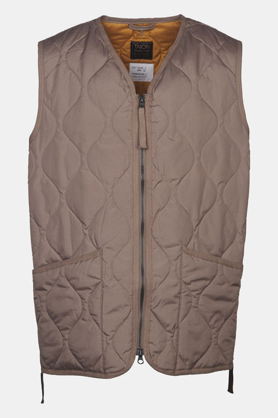 Taion Gilet Military W-Zip V Neck Down Vest L.Mocha