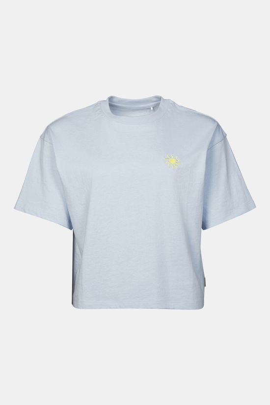 Ayacucho T-Shirt Cropped Mini Embroidery Tee W Sheer Blue
