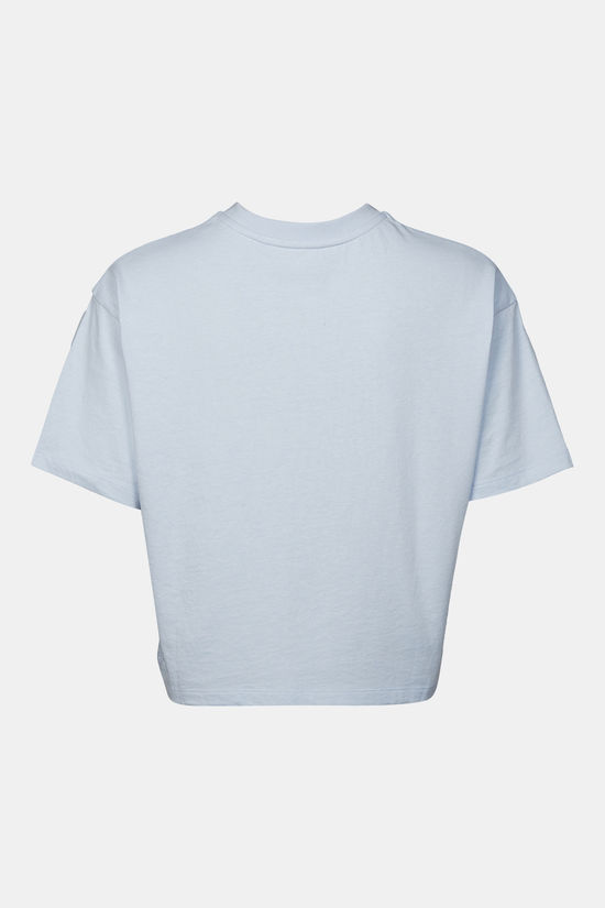 Ayacucho T-Shirt Cropped Mini Embroidery Tee W Sheer Blue