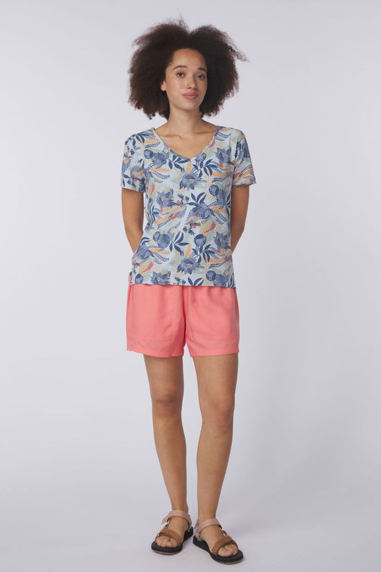 Sherpa T-Shirt Neha V-Neck Tee Seaport Blue Peacock