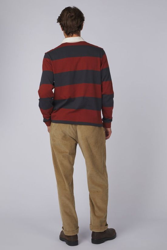 Patagonia Polo M'S L/S Rugby Wide Stripe: Rusty Red