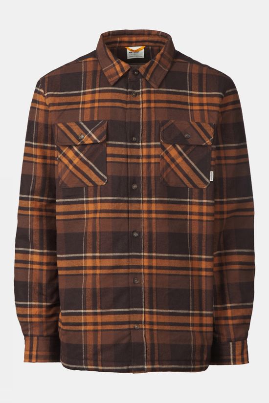 Ayacucho Hemd Creek Padded Flannel Check Shirt Ls M Orange Rust/Brown Check