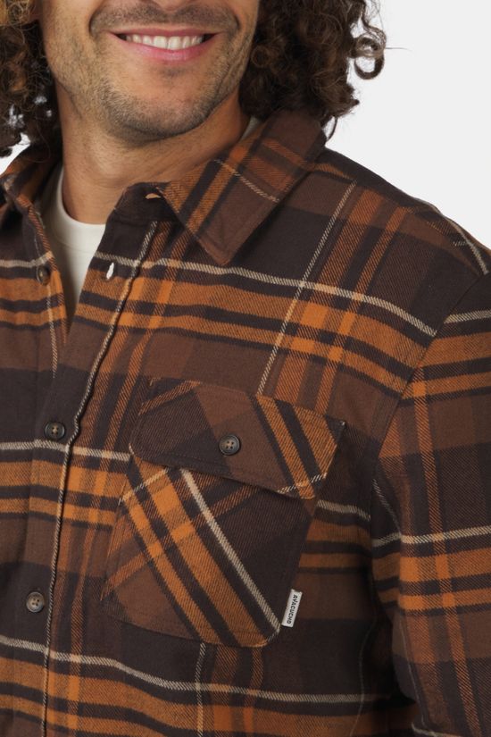 Ayacucho Hemd Creek Padded Flannel Check Shirt Ls M Orange Rust/Brown Check