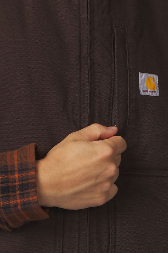Carhartt Gilet Washed Duck Mock-Neck Vest Dark Brown