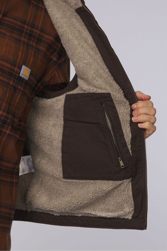 Carhartt Gilet Washed Duck Mock-Neck Vest Dark Brown