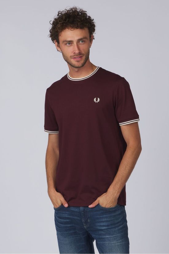 Fred Perry T-Shirt Twin Tipped Sharp Oxblood/Ecru