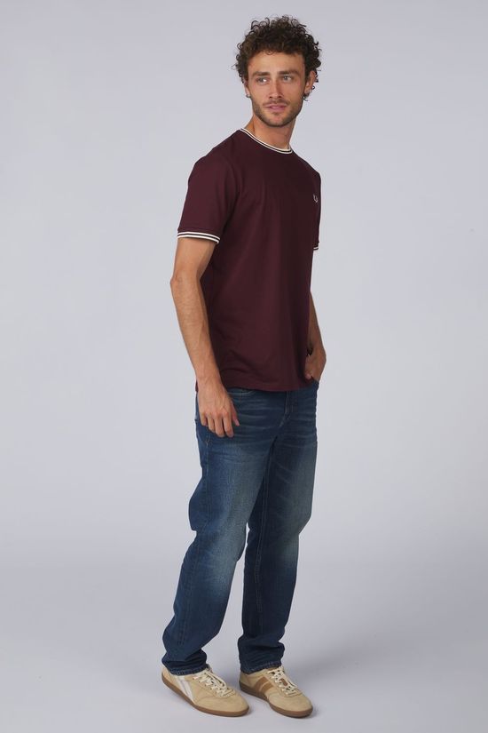Fred Perry T-Shirt Twin Tipped Sharp Oxblood/Ecru