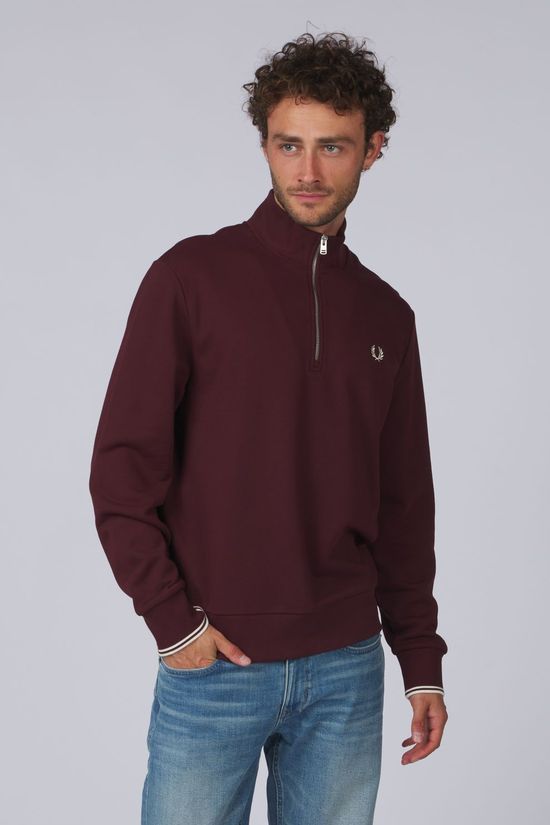 Fred Perry Pull Half Zip Oxblood/Ecru